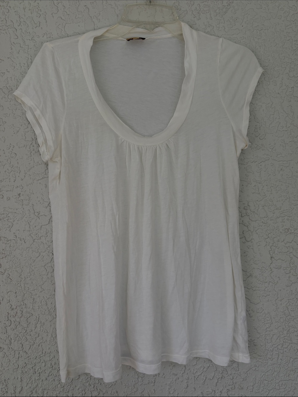 Ella Moss soft white Scoop Neck Short Sleeve Tee size XL RUNS SMALL